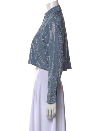 Cinq à Sept Patterned Long Sleeve Crop Top