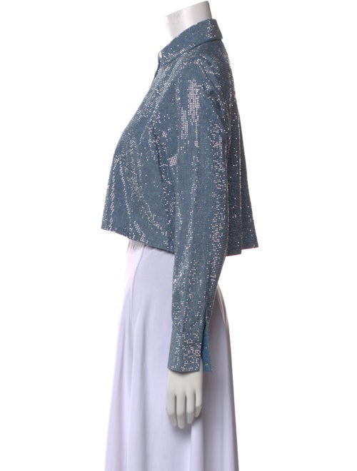 Cinq à Sept Patterned Long Sleeve Crop Top