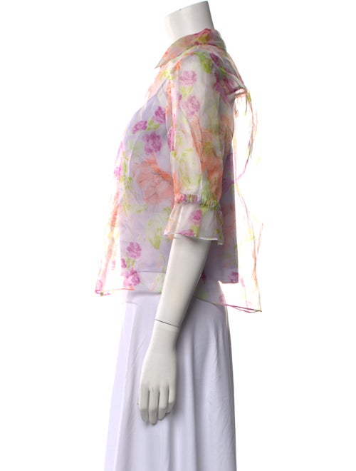 Cinq à Sept Silk Floral Print Button-Up Top