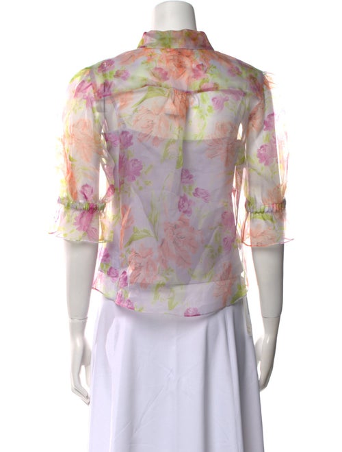 Cinq à Sept Silk Floral Print Button-Up Top