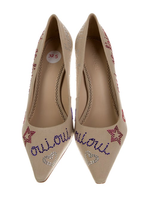 Cinq à Sept Canvas Crystal Embellishments Pumps