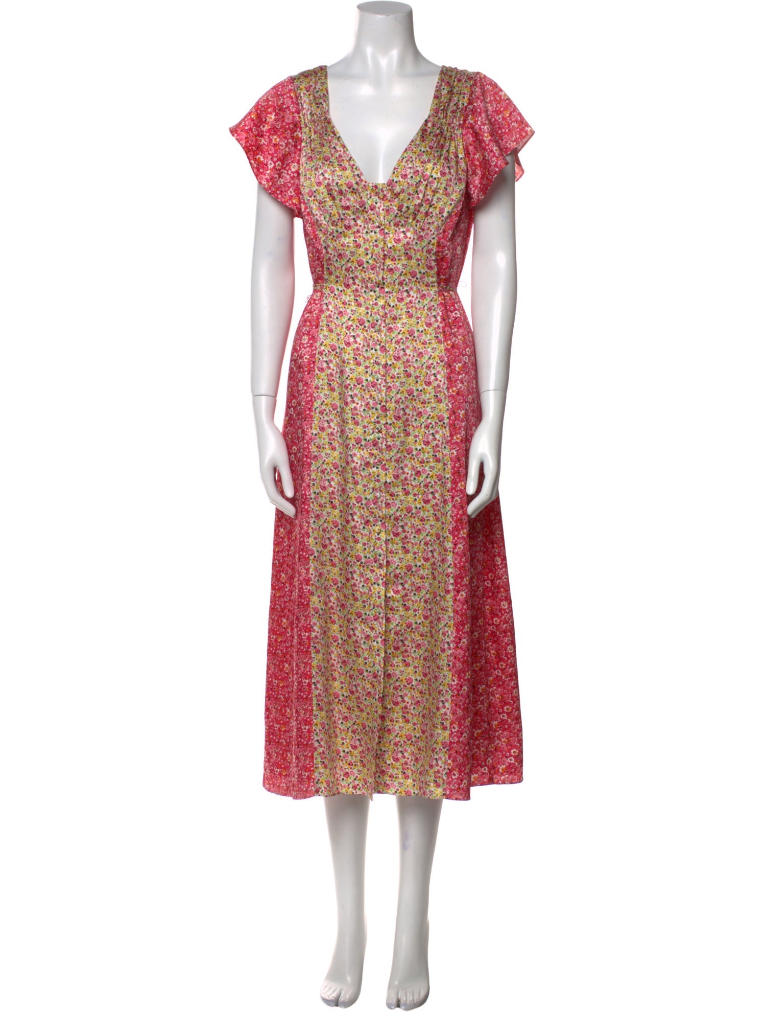 Cinq à Sept Floral Print Midi Length Dress