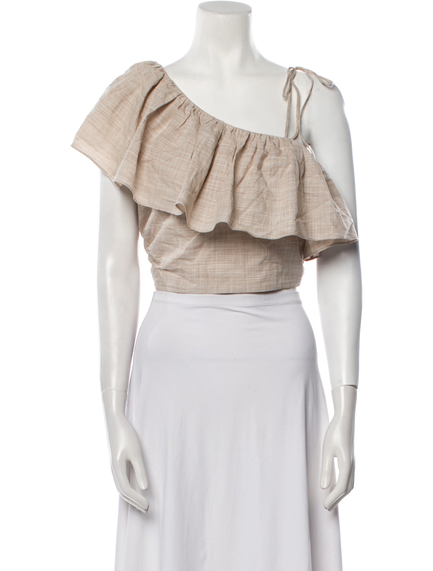 Cinq à Sept One-Shoulder Short Sleeve Crop Top