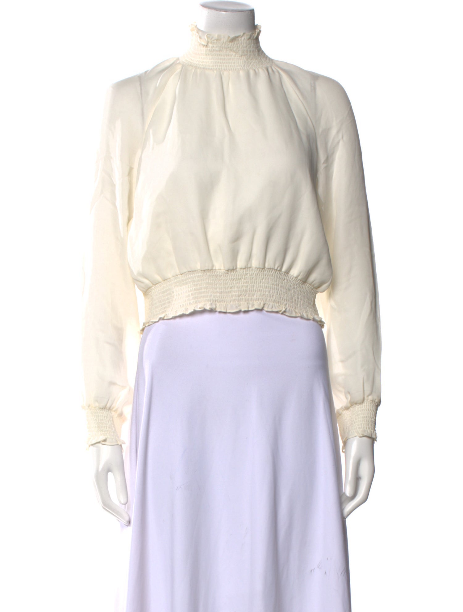 Cinq à Sept Silk Mock Neck Crop Top