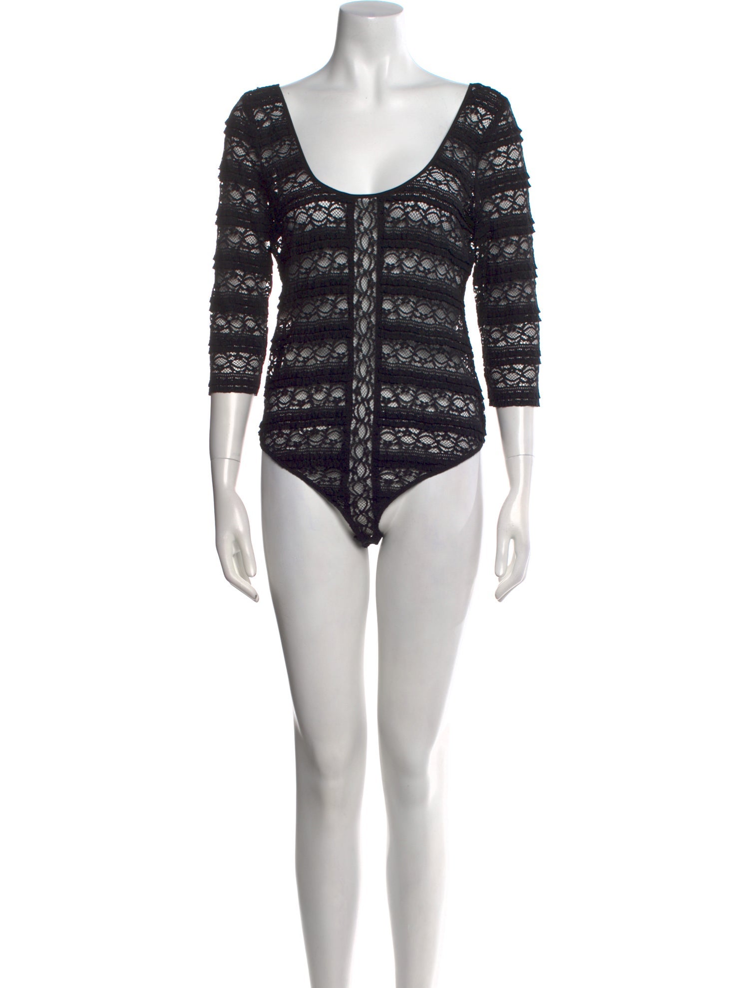 Cinq à Sept Scoop Neck Three-Quarter Sleeve Bodysuit