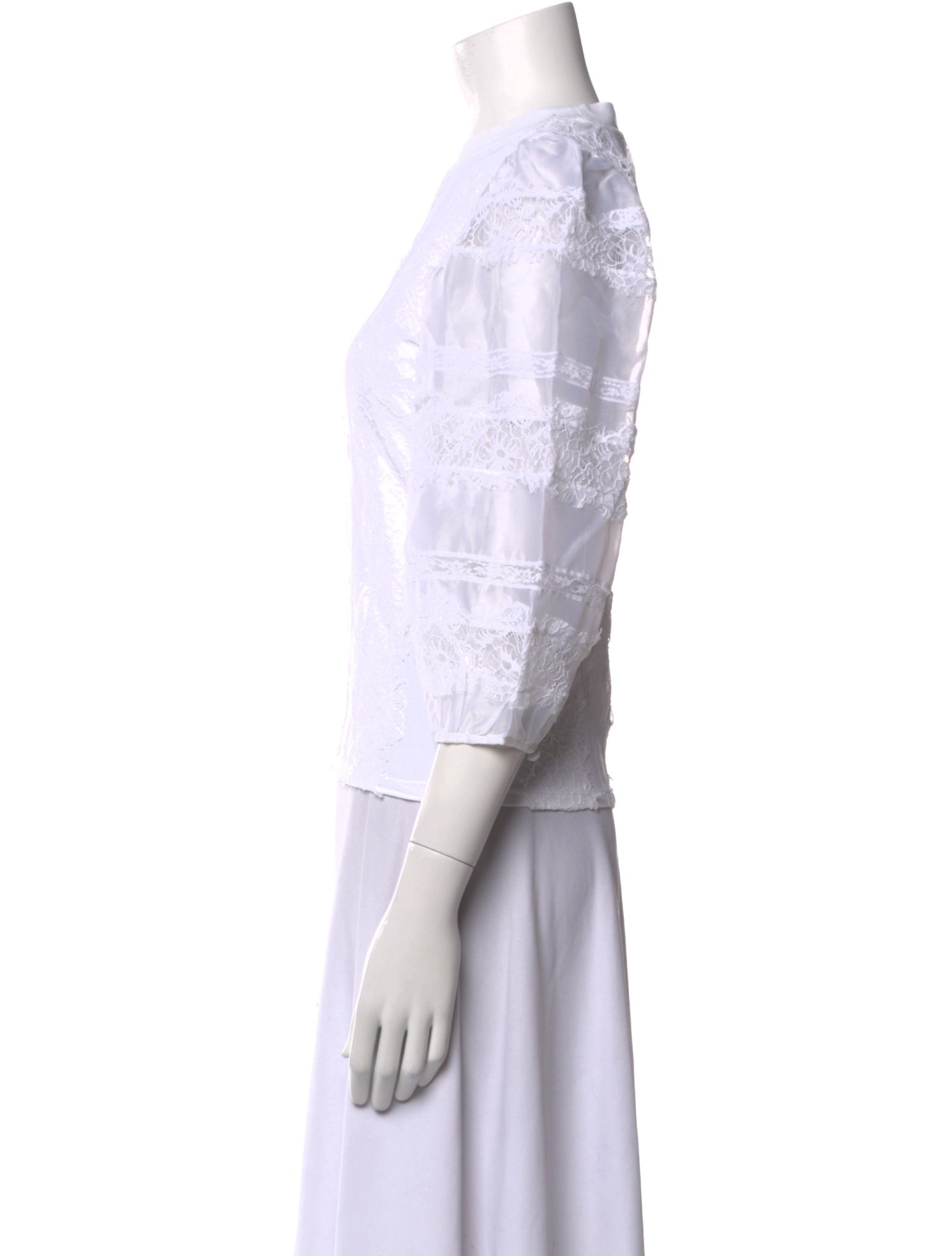 Cinq à Sept Crew Neck Three-Quarter Sleeve Crop Top