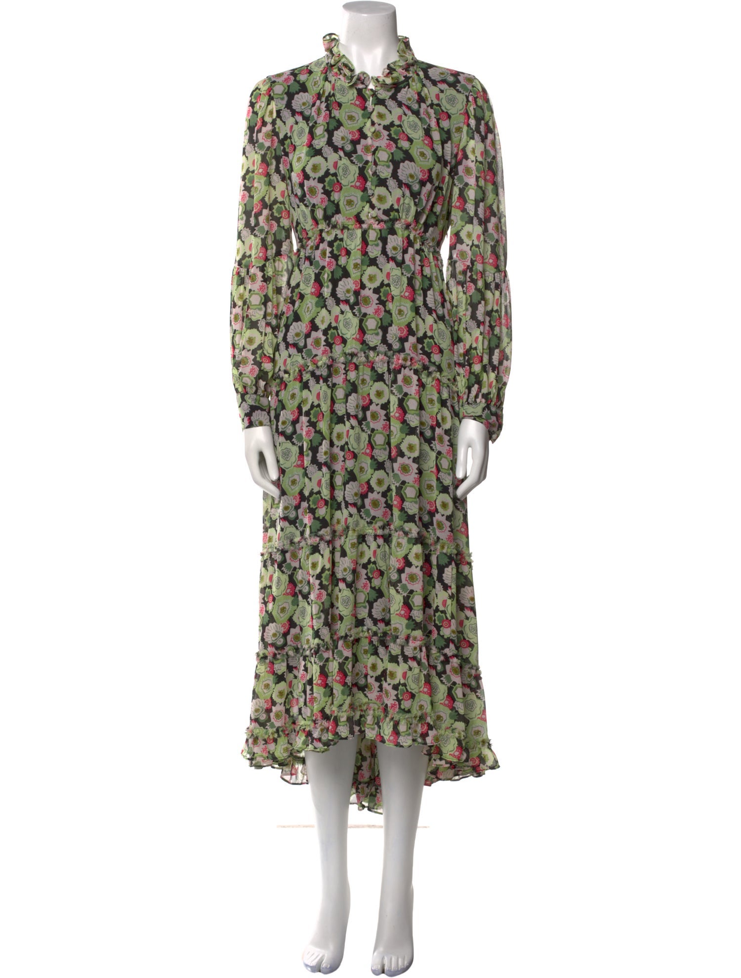 Cinq à Sept Floral Print Midi Length Dress