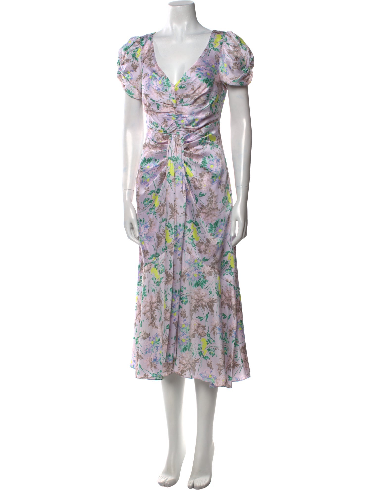 Cinq à Sept Floral Print Midi Length Dress