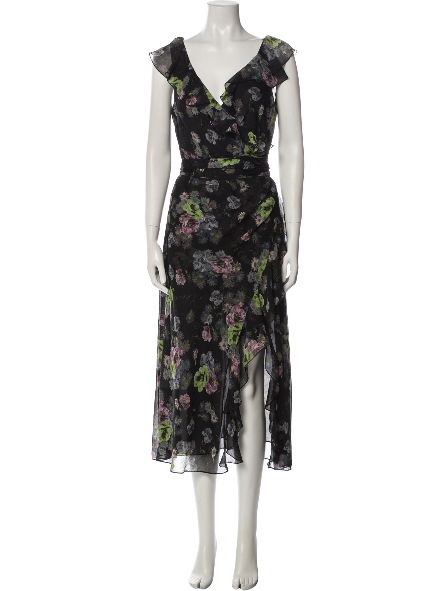 Cinq à Sept Floral Print Midi Length Dress