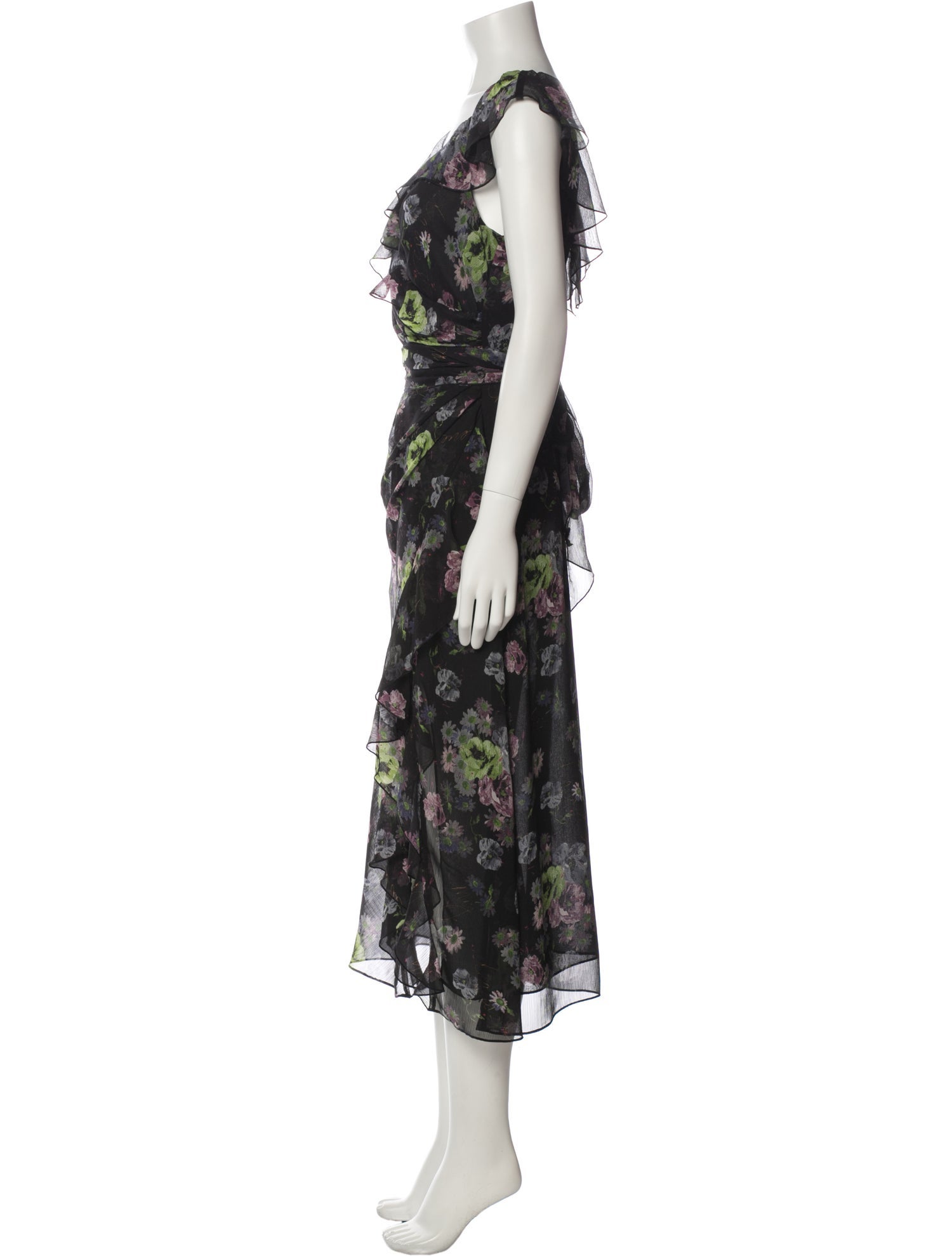 Cinq à Sept Floral Print Midi Length Dress