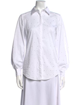 Cinq à Sept Polka Dot Print Long Sleeve Button-Up Top