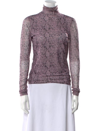 Cinq à Sept Animal Print Turtleneck Top