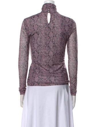 Cinq à Sept Animal Print Turtleneck Top