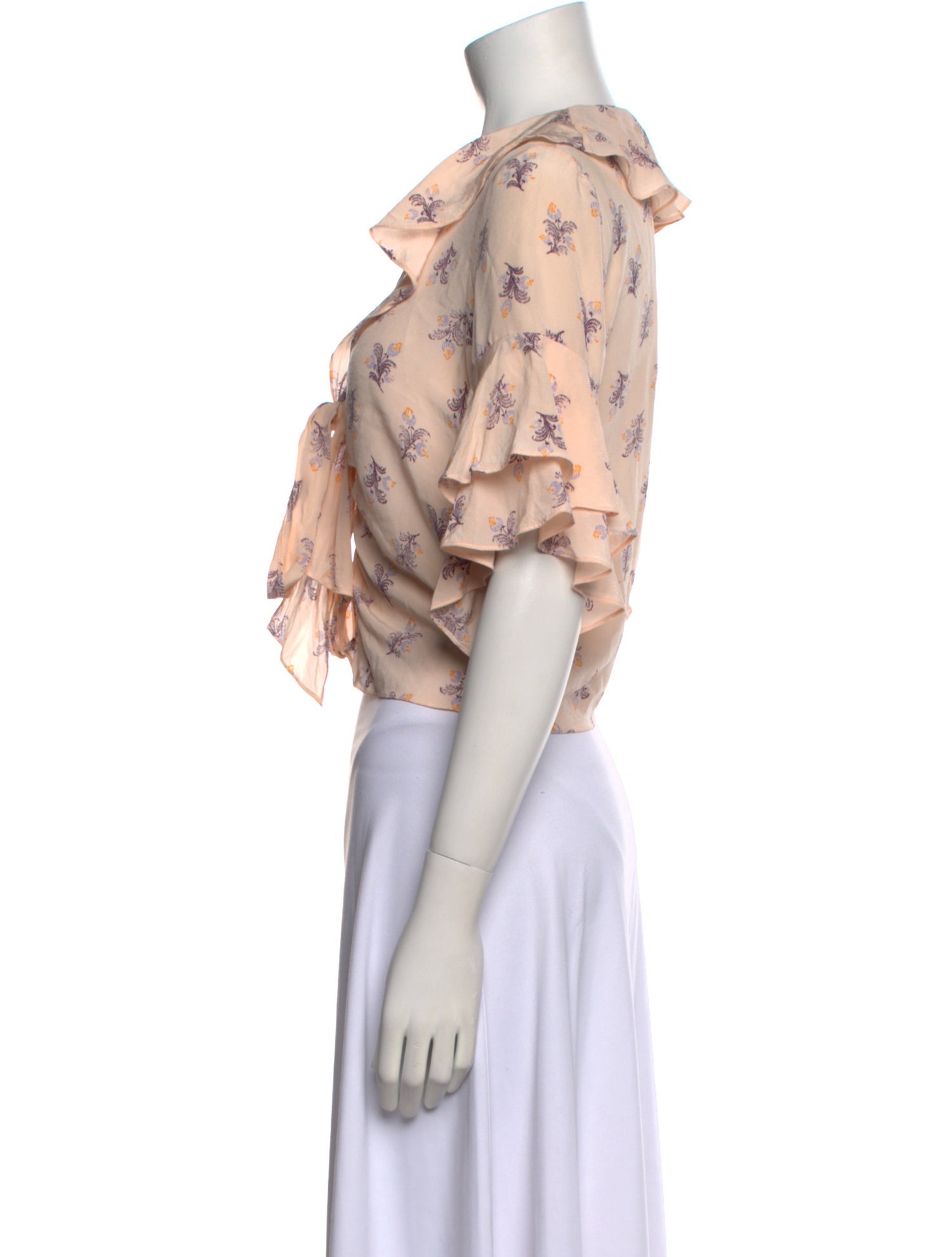 Cinq à Sept Silk Floral Print Crop Top