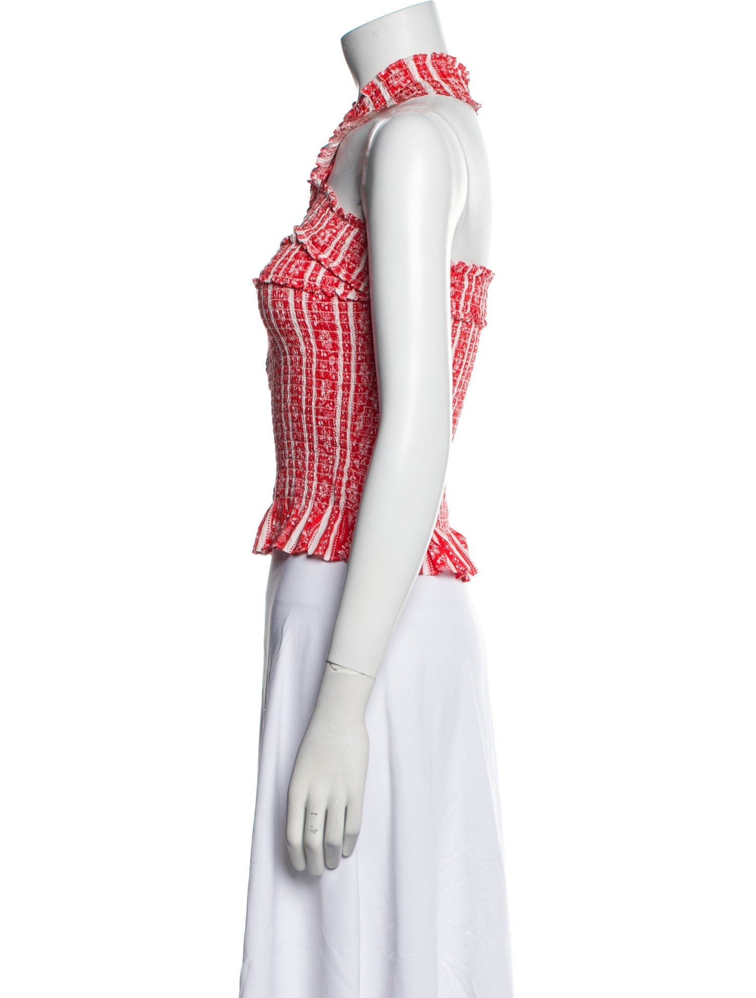 Cinq à Sept Striped Halterneck Crop Top