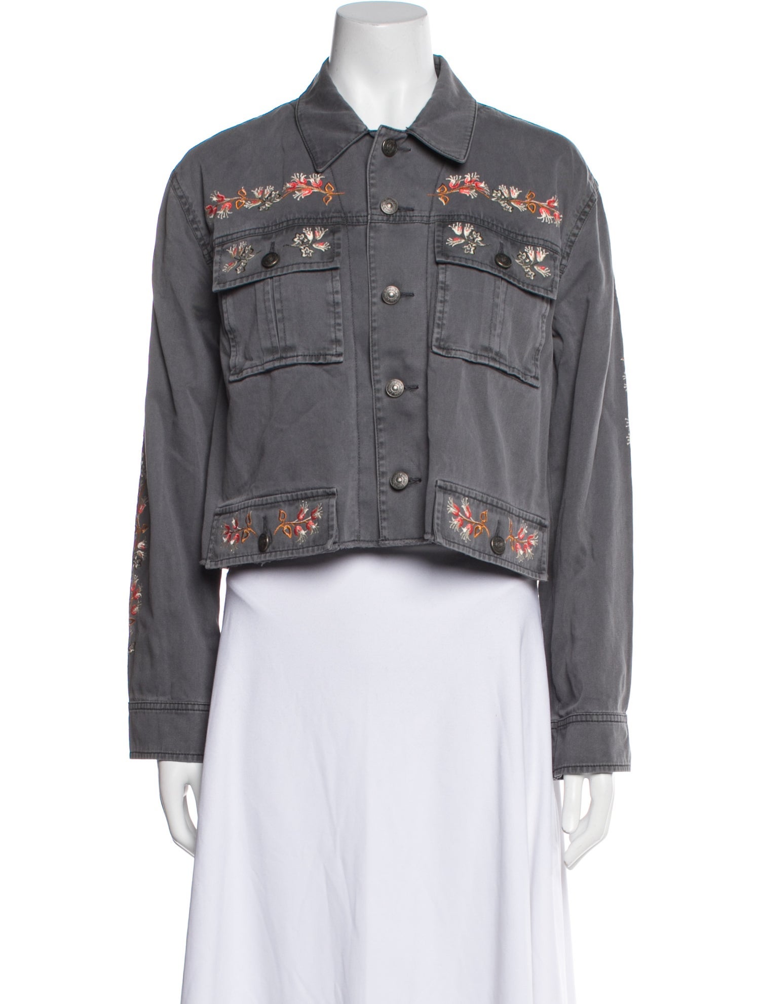 Cinq à Sept Floral Print Denim Jacket