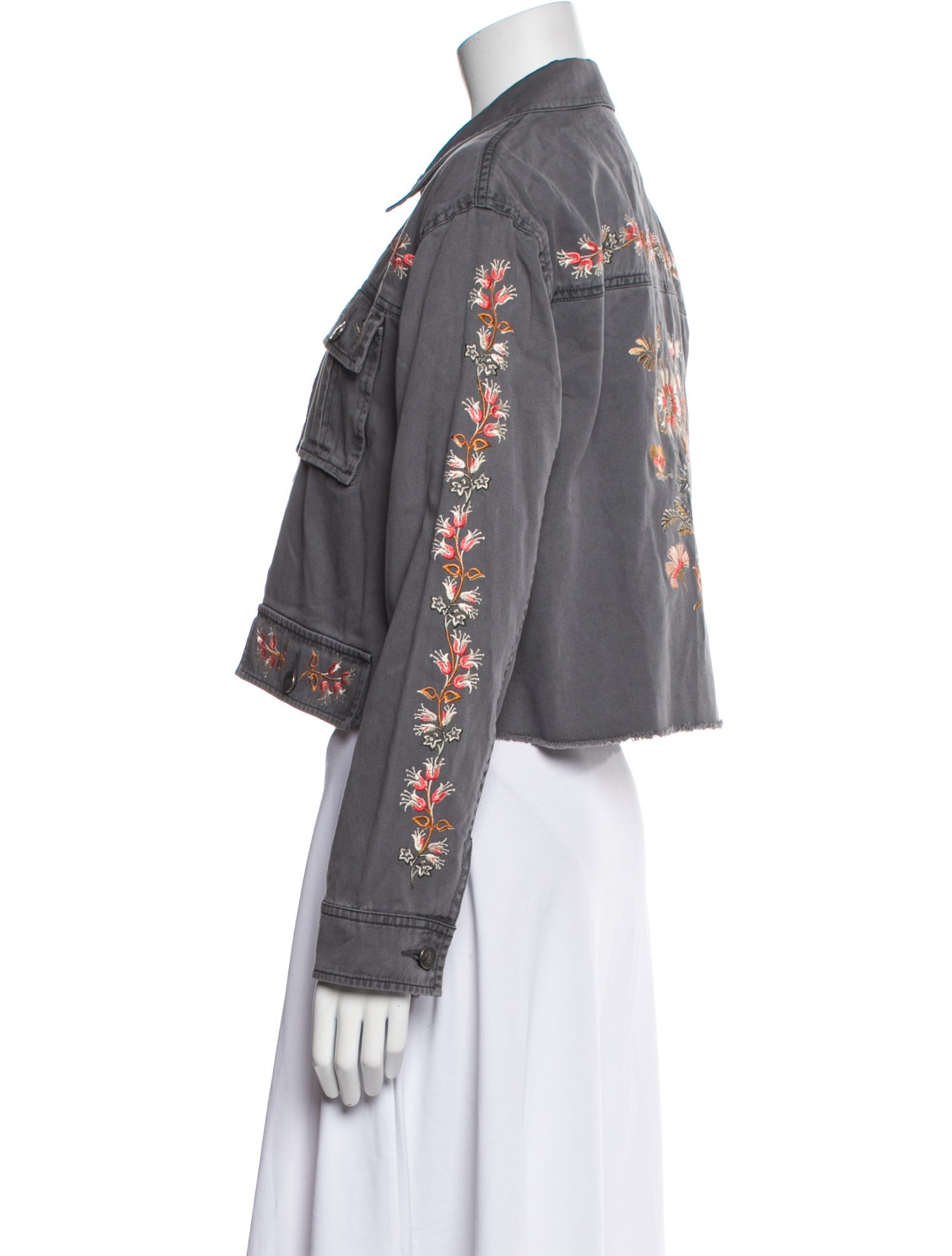 Cinq à Sept Floral Print Denim Jacket