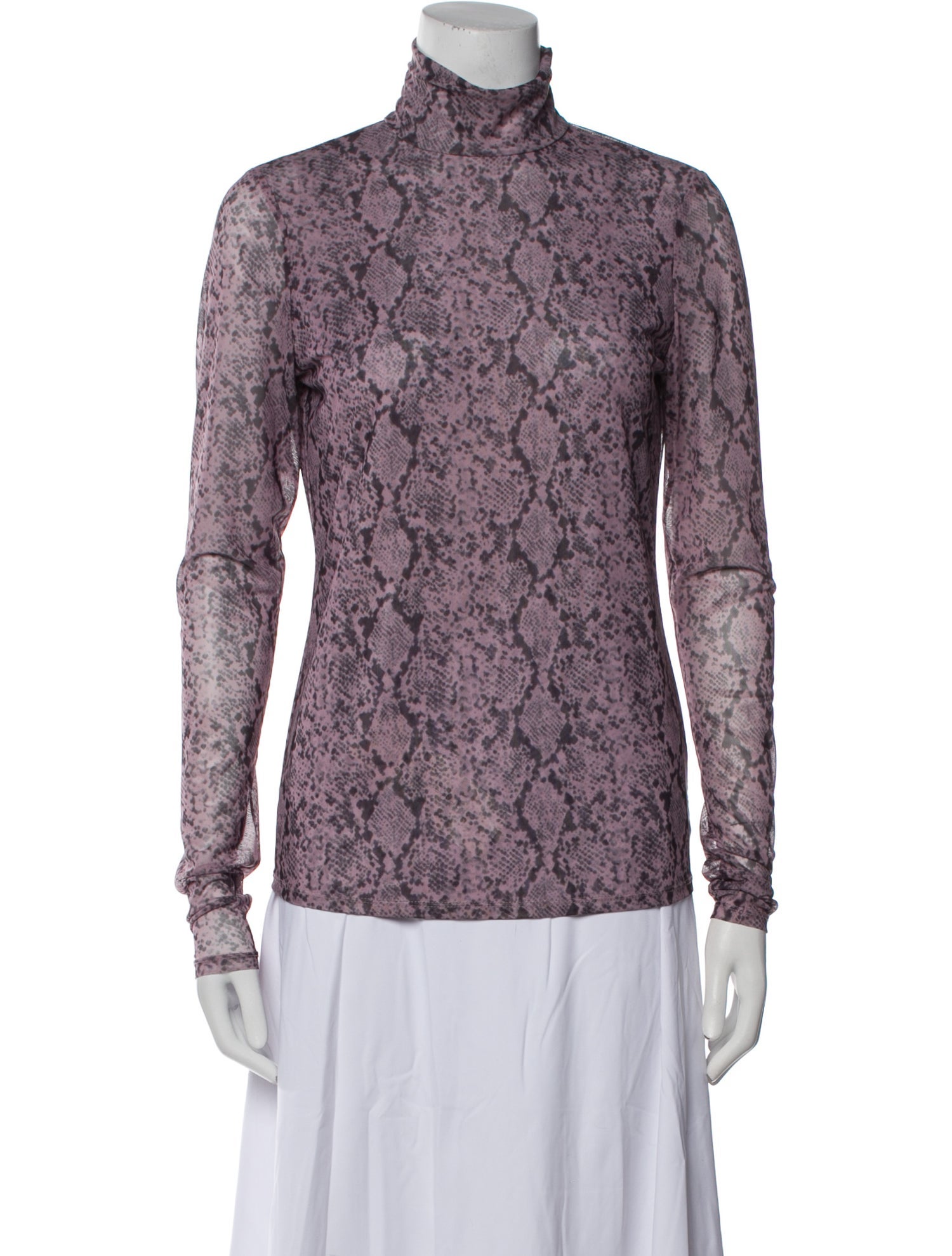 Cinq à Sept Animal Print Turtleneck Button-Up Top