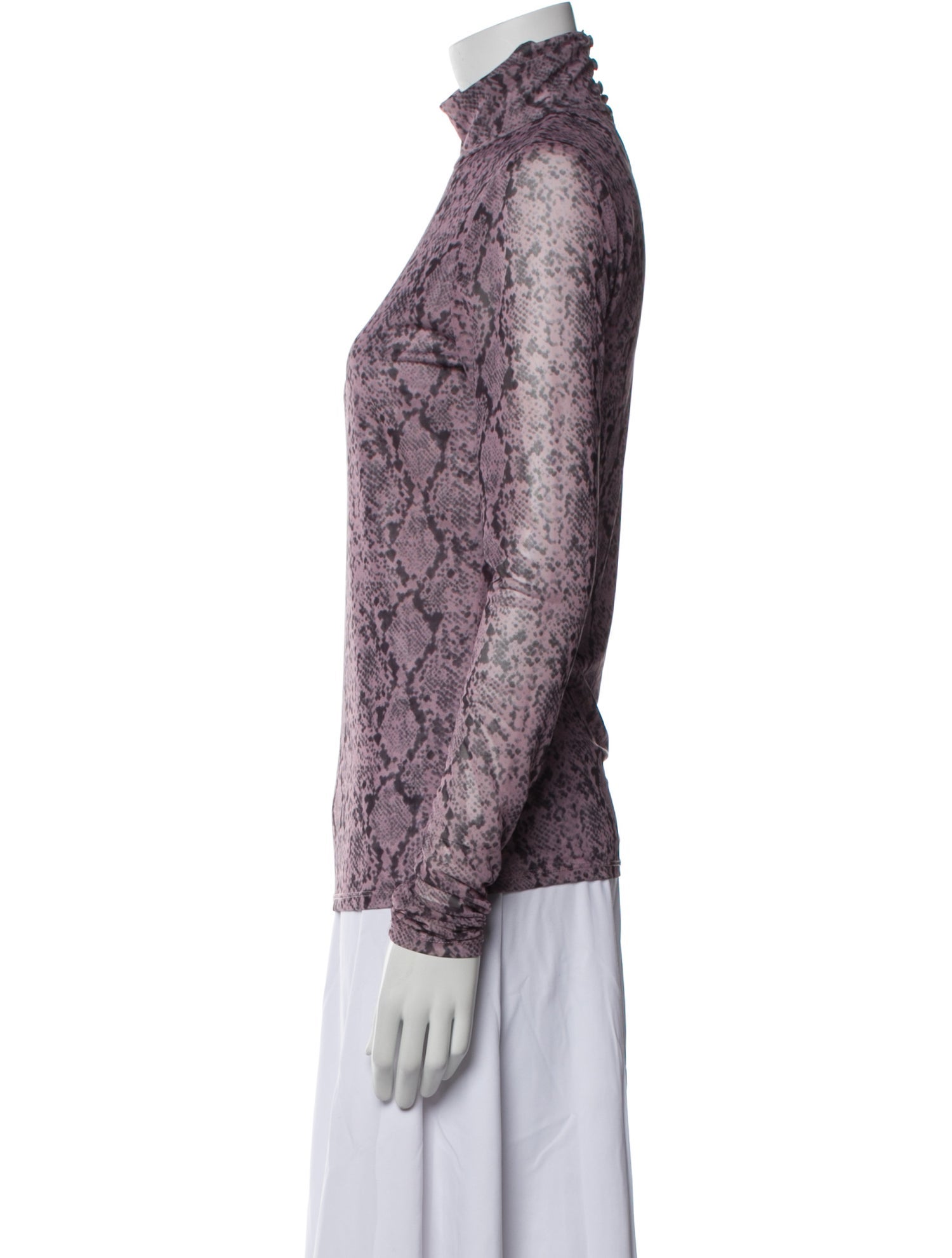 Cinq à Sept Animal Print Turtleneck Button-Up Top