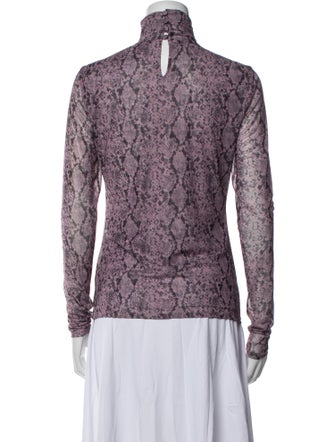 Cinq à Sept Animal Print Turtleneck Button-Up Top