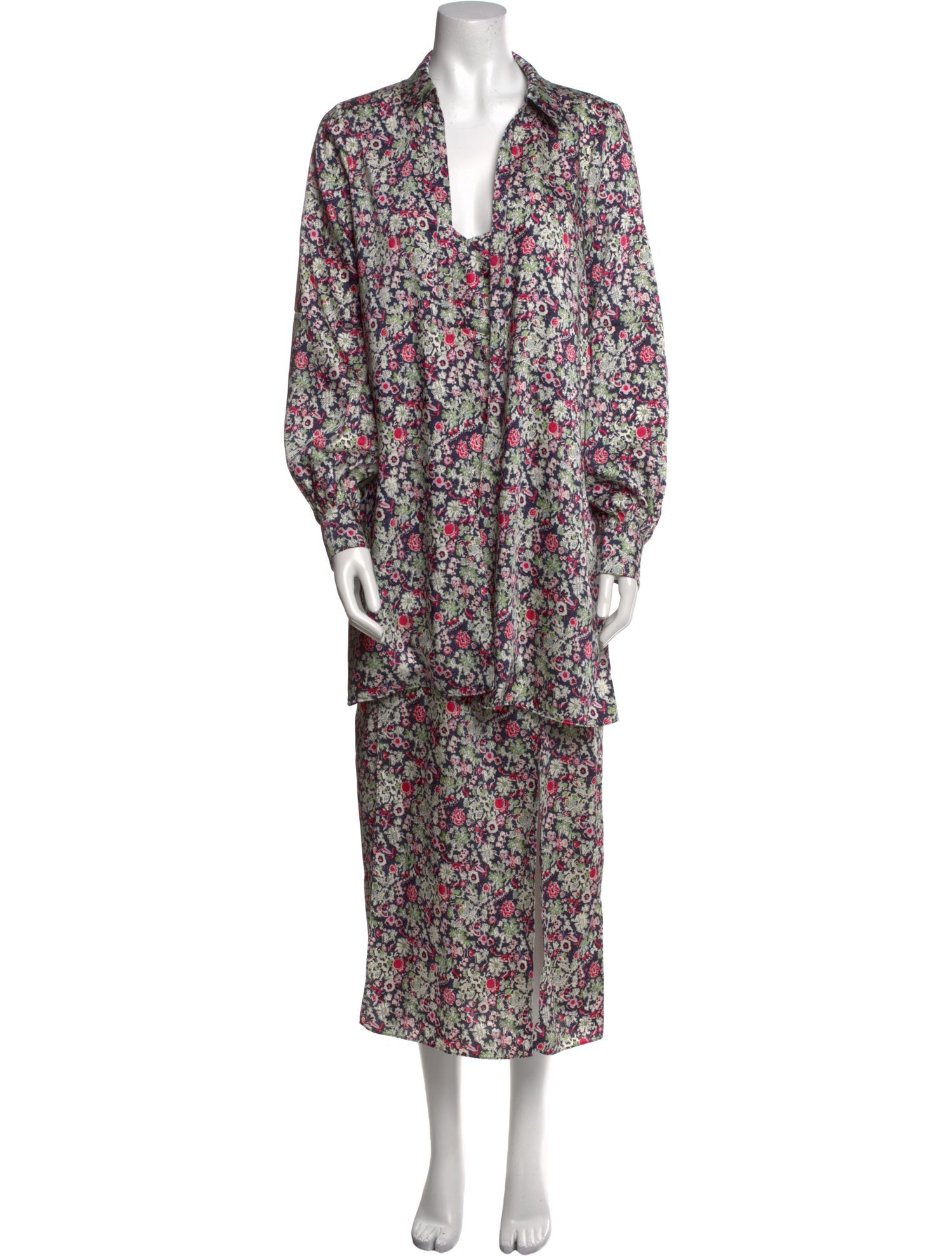 Cinq à Sept Floral Print Midi Length Dress