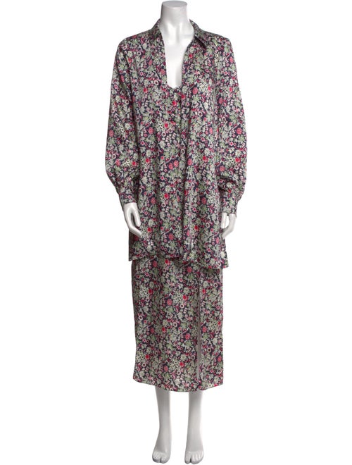 Cinq à Sept Floral Print Midi Length Dress