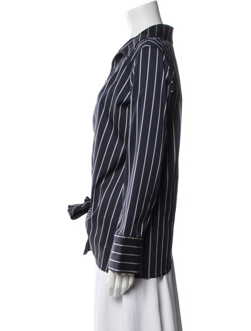 Cinq à Sept Striped V-Neck Button-Up Top