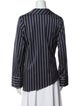 Cinq à Sept Striped V-Neck Button-Up Top