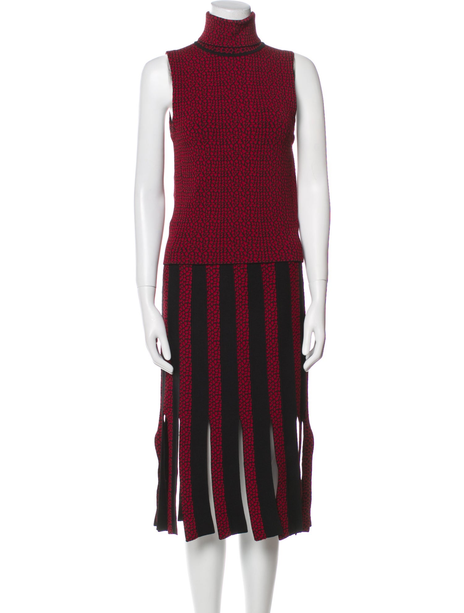 Cinq à Sept Striped Fringe Trim Accent Skirt Set