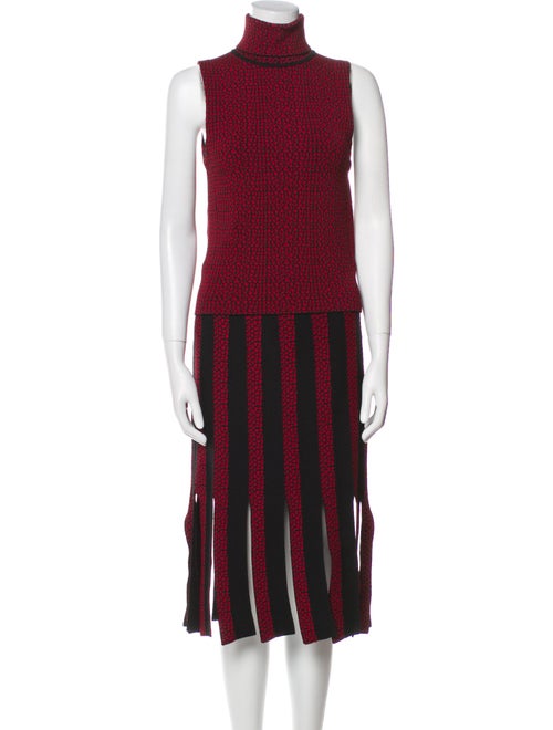 Cinq à Sept Striped Fringe Trim Accent Skirt Set