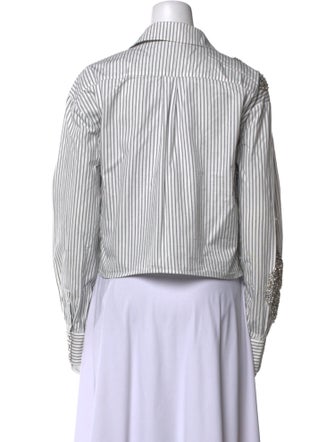 Cinq à Sept Striped Long Sleeve Button-Up Top