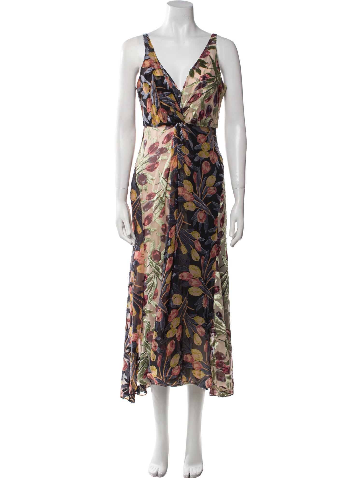 Cinq à Sept Floral Print Midi Length Dress