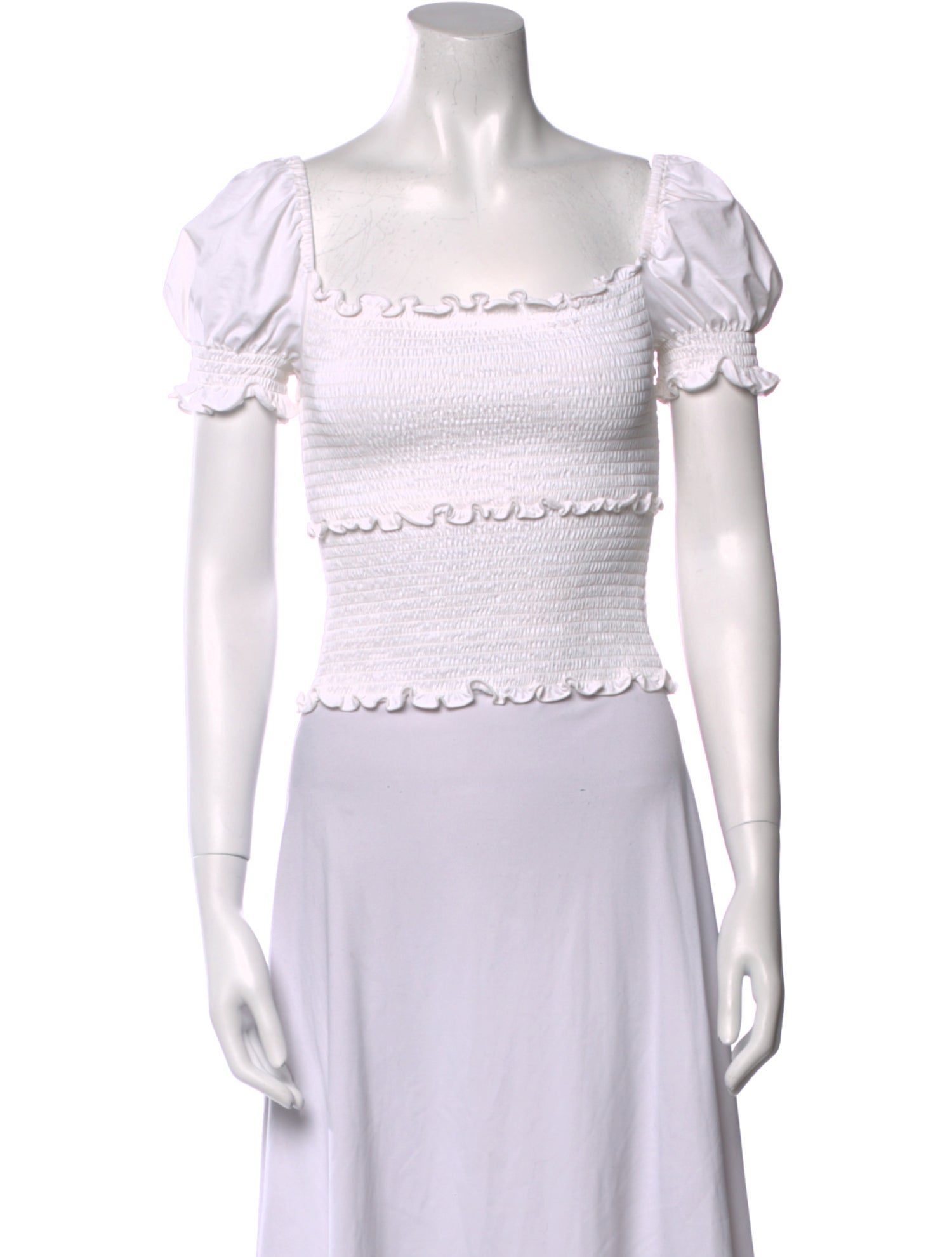 Cinq à Sept Square Neckline Short Sleeve Crop Top