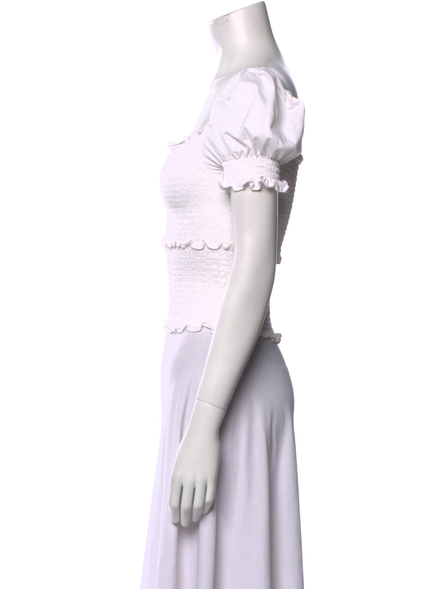 Cinq à Sept Square Neckline Short Sleeve Crop Top