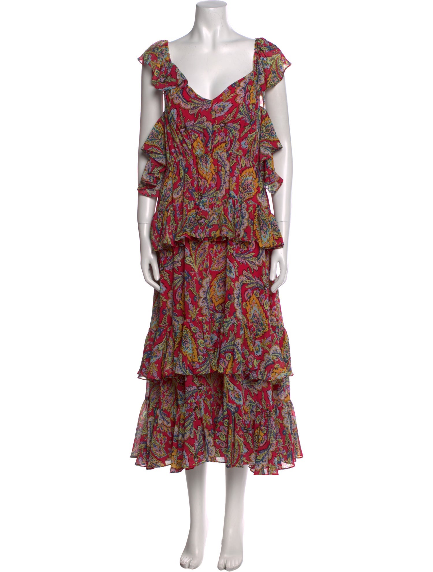 Cinq à Sept Floral Print Midi Length Dress w/ Tags