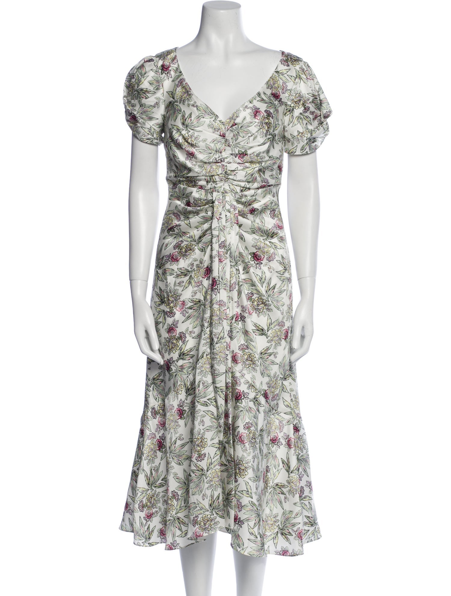 Cinq à Sept Floral Print Midi Length Dress