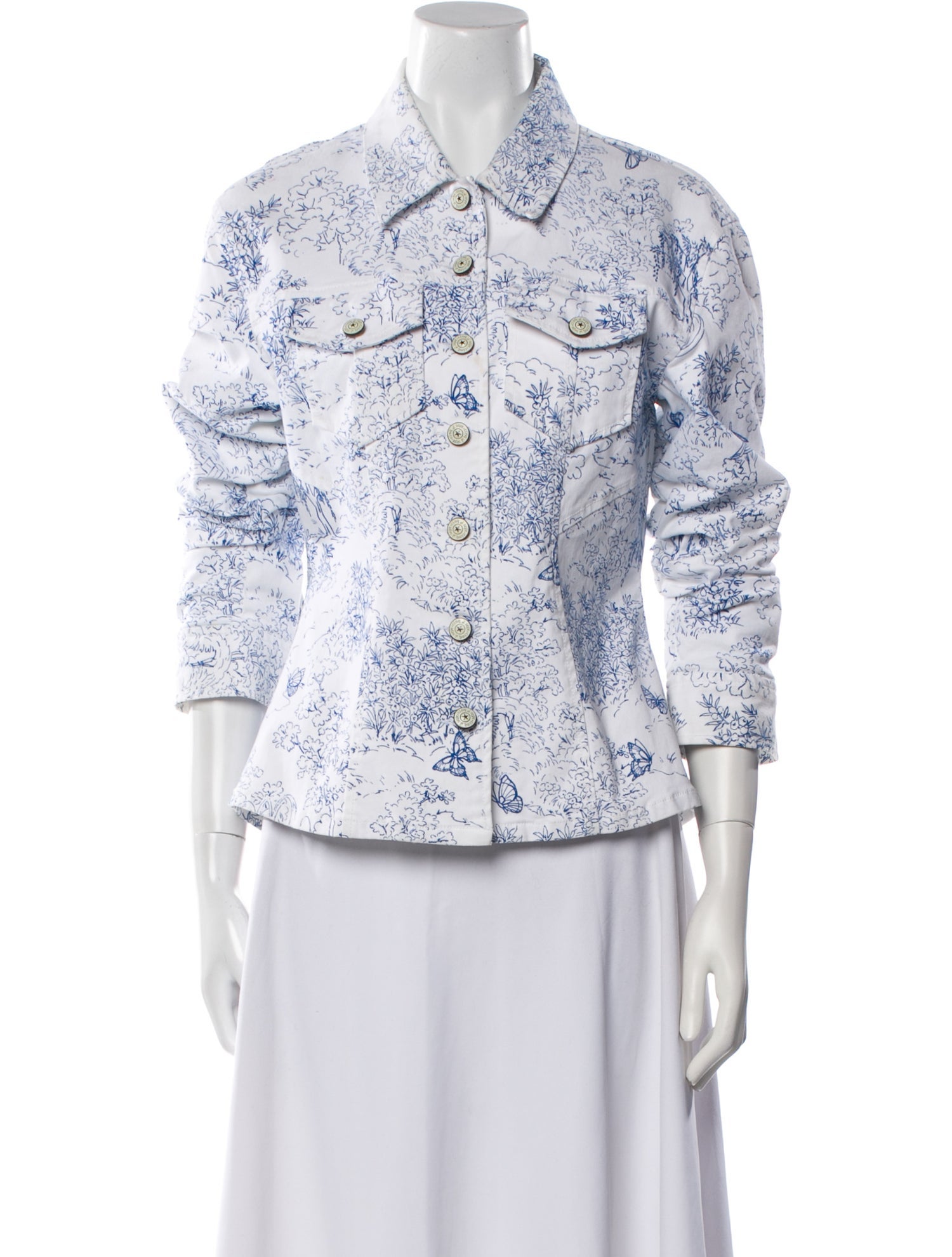 Cinq à Sept Floral Print Denim Jacket