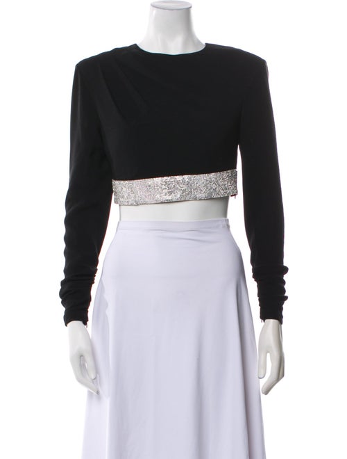 Cinq à Sept Bateau Neckline Long Sleeve Crop Top