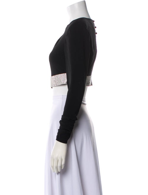 Cinq à Sept Bateau Neckline Long Sleeve Crop Top