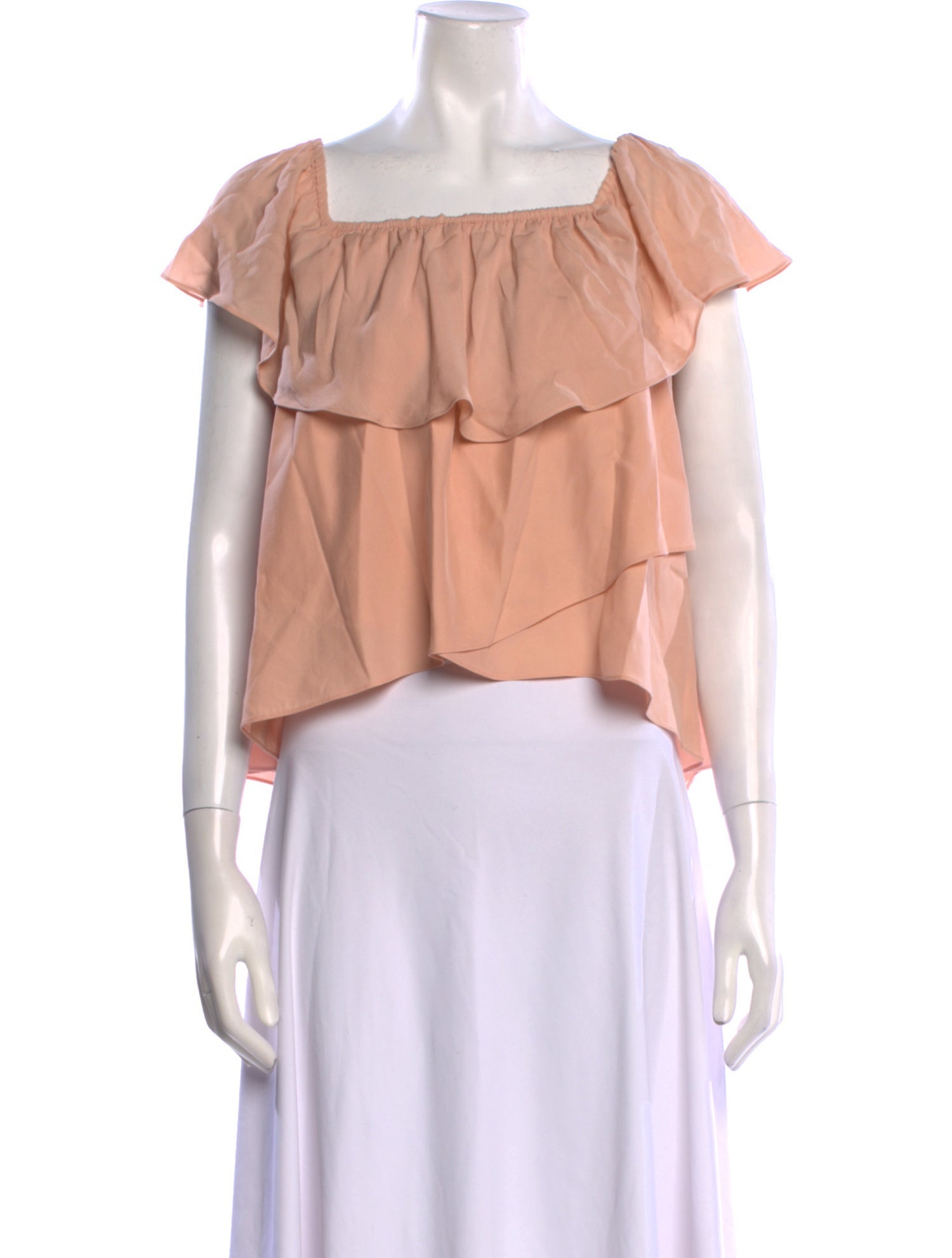 Cinq à Sept Silk Square Neckline Crop Top