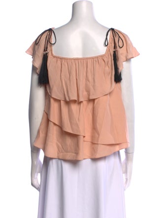 Cinq à Sept Silk Square Neckline Crop Top