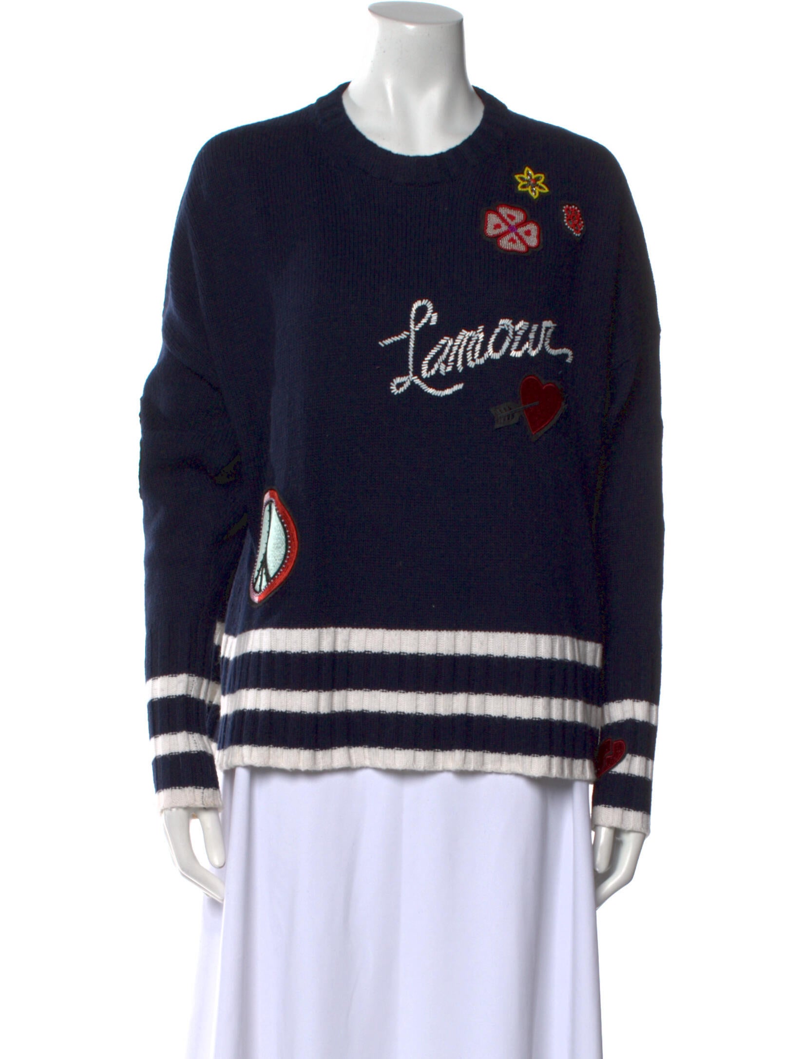 Cinq à Sept Striped Crew Neck Sweater