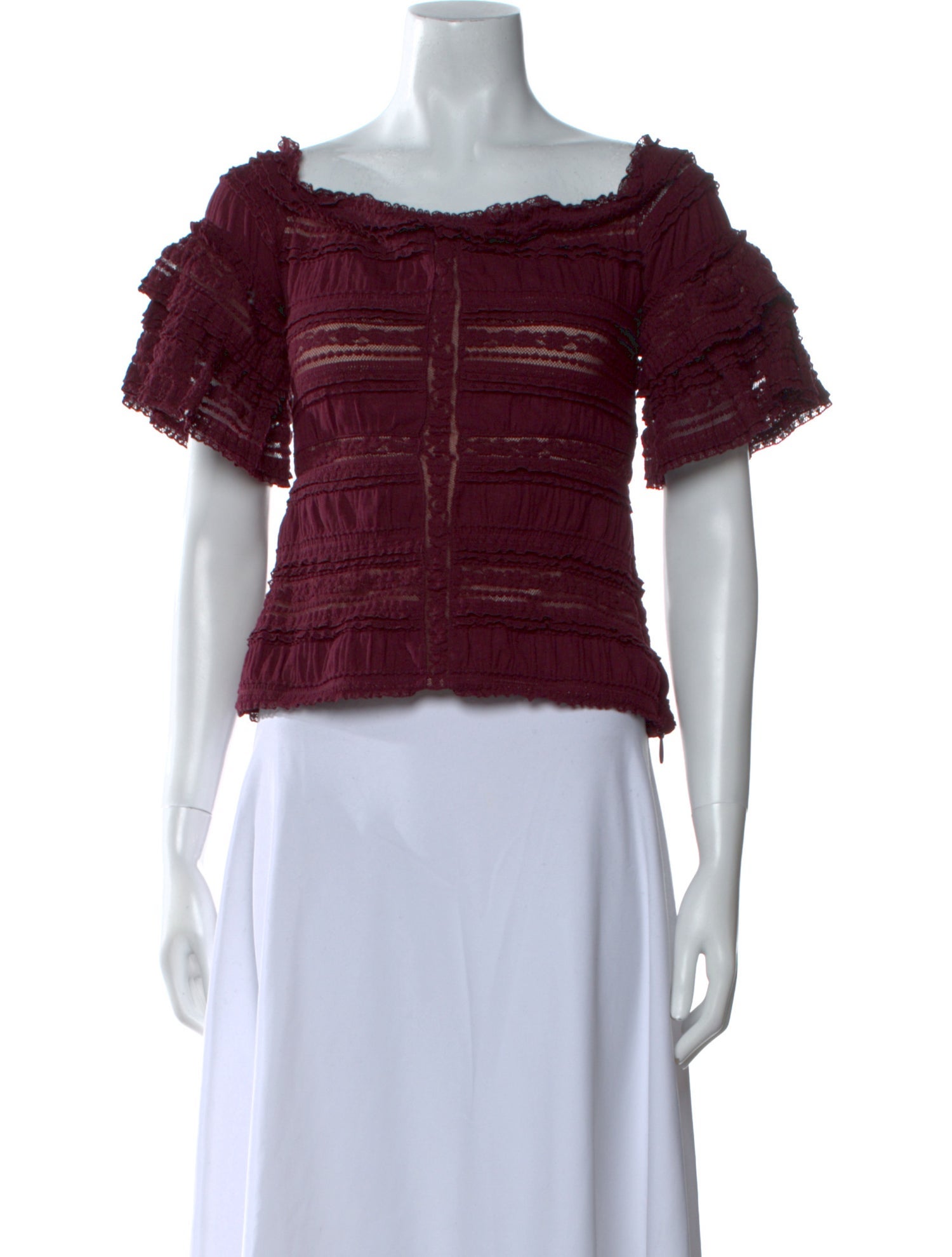 Cinq à Sept Off-The-Shoulder Short Sleeve Crop Top