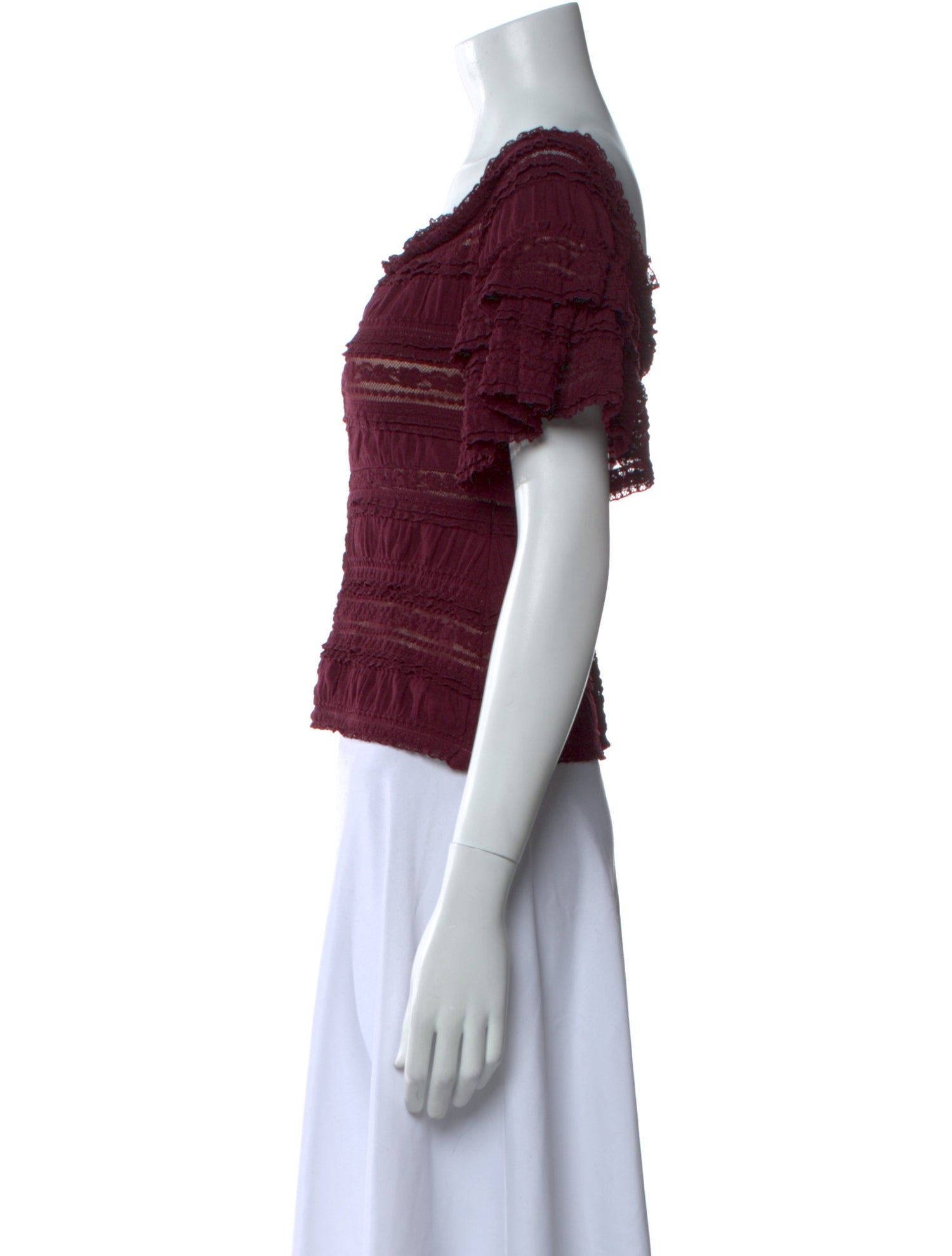 Cinq à Sept Off-The-Shoulder Short Sleeve Crop Top