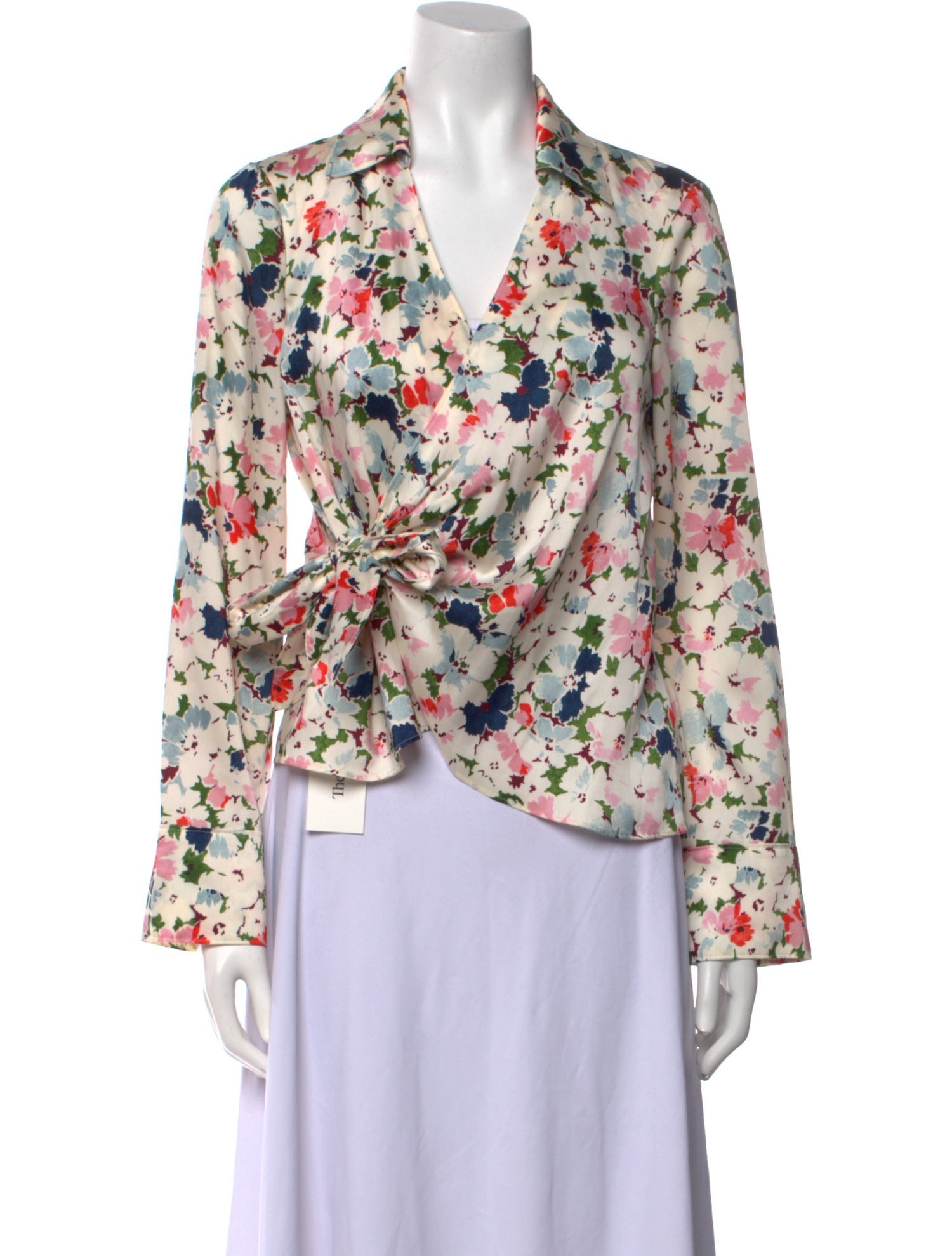 Cinq à Sept Floral Print V-Neck Blouse