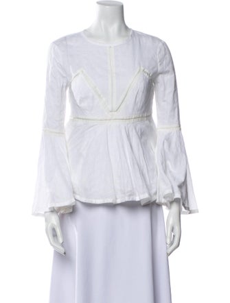 Cinq à Sept Crew Neck Three-Quarter Sleeve Blouse