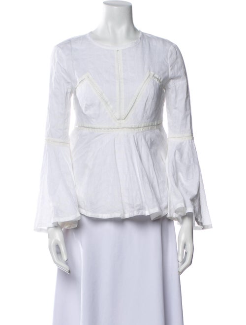 Cinq à Sept Crew Neck Three-Quarter Sleeve Blouse