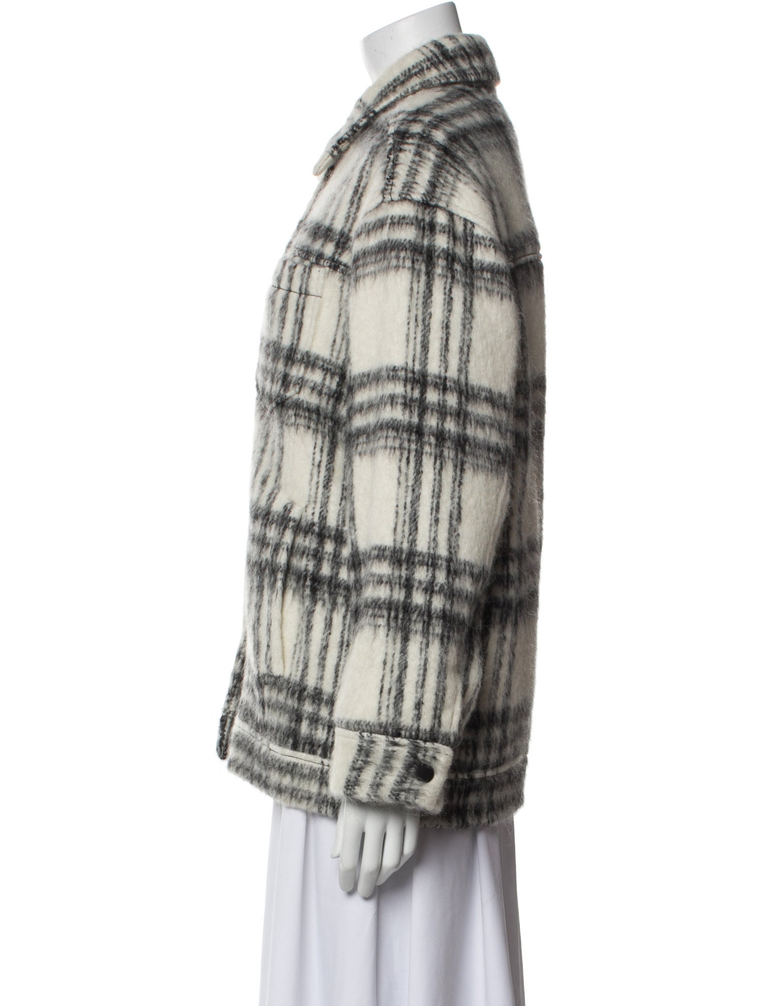 Cinq à Sept Wool Plaid Print Jacket