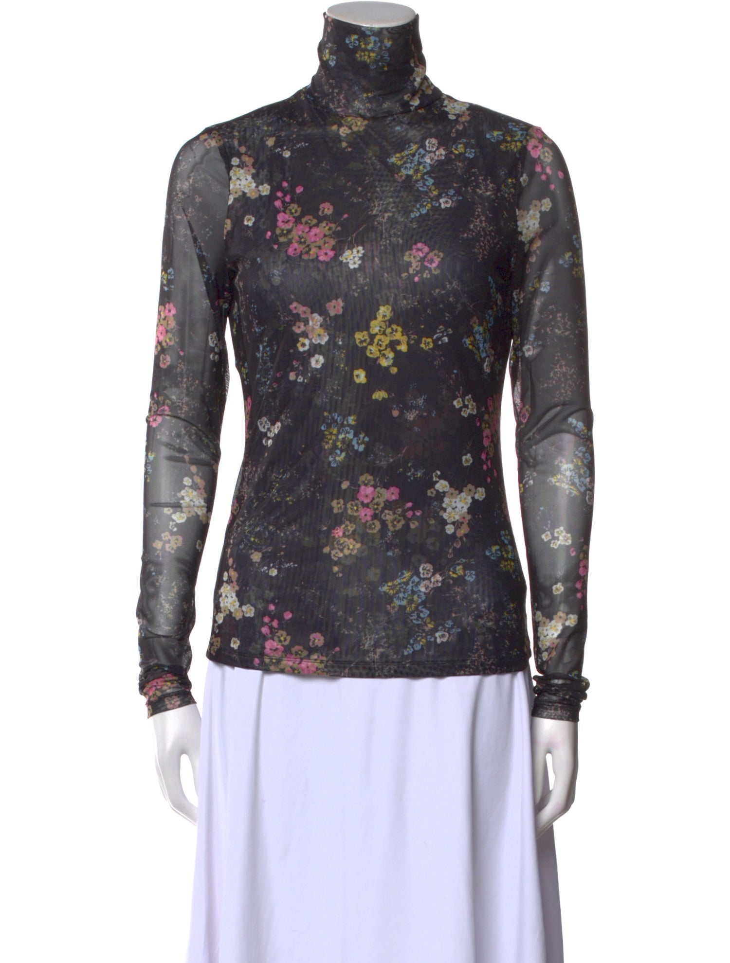 Cinq à Sept Floral Print Turtleneck Top