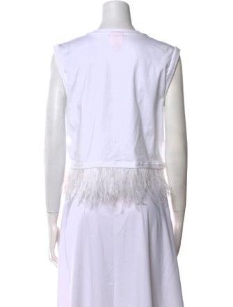 Cinq à Sept Crew Neck Sleeveless Crop Top